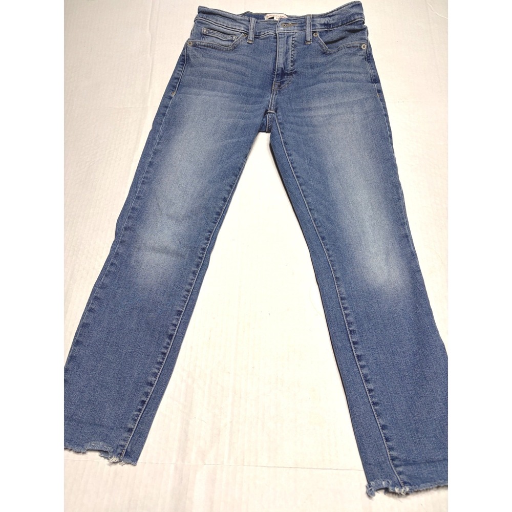 Lucky Brand Womens High Rise Skinny Jeans Medium Wash Raw Hem Size 4/27